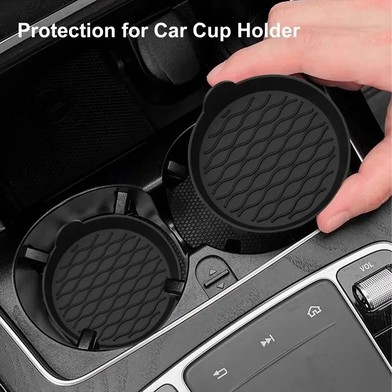 Car Coaster Pads 1/2 Car Coaster Non-Slip Silicone Mat for Car Water Cup Auto Interior Anti-Slip Cup Pad Drink Holder Mat Decoration Accessories cup holder coasters car coaster pads
