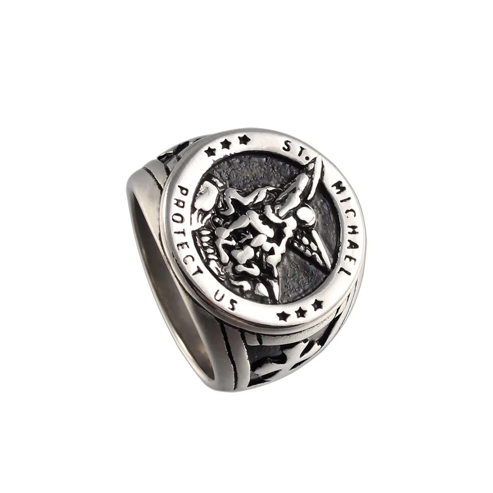 Punk Holy War Angel Wings Steel Man Ring