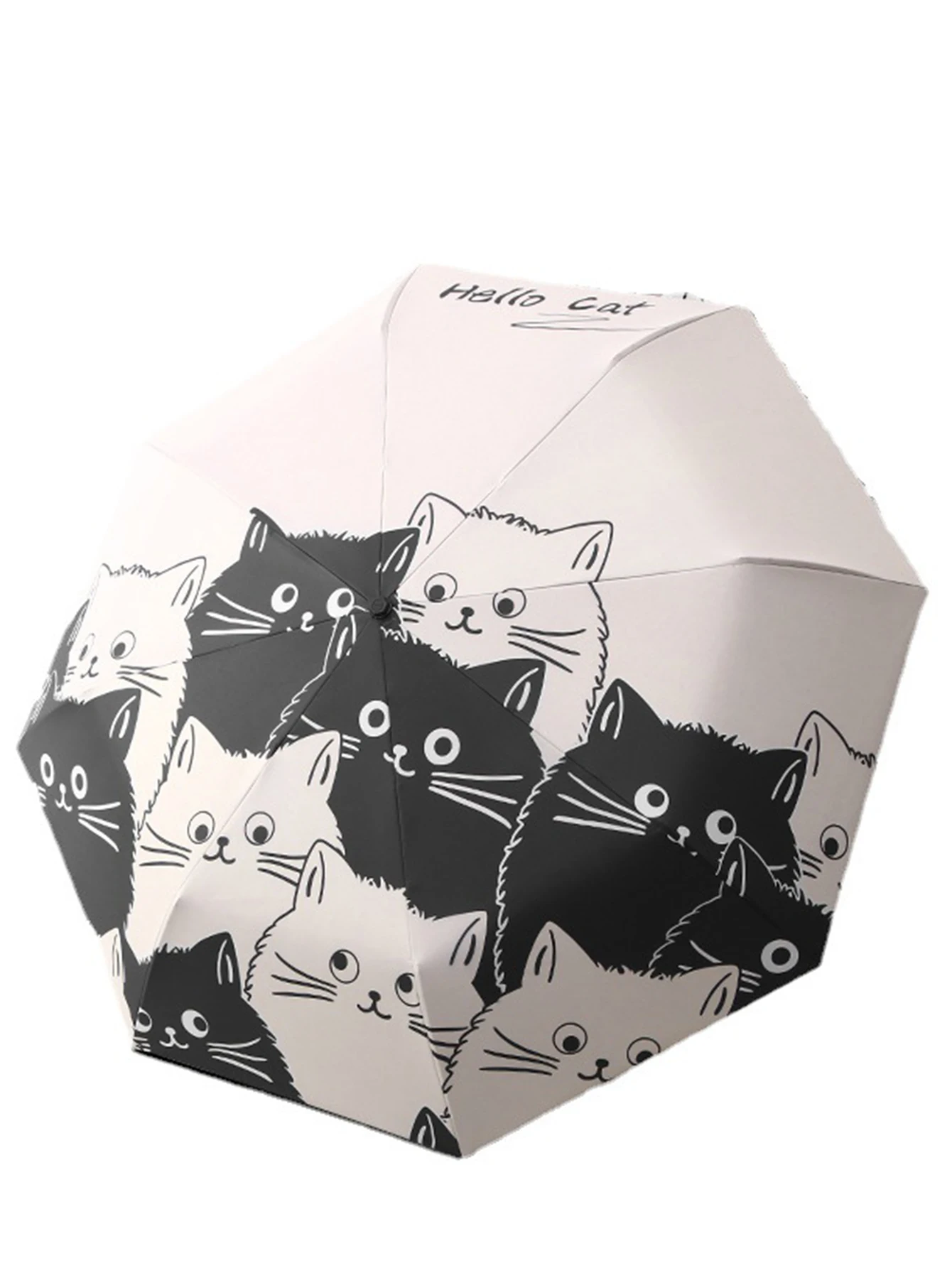 Umbrella Automatic Sunscreen Black Coating Cute Cat Three-Folding Umbrella Rai folding umbrella automatic umbrella sun umbrella automatic sun umbrella