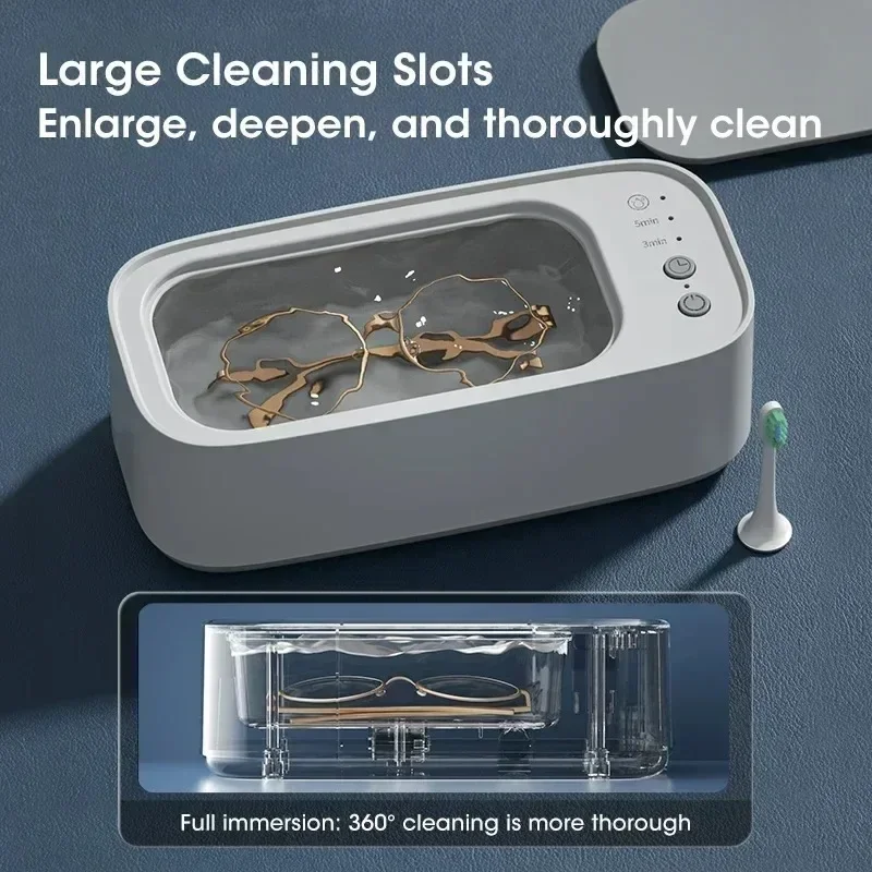 Portable Ultrasonic Cleaner Rechargeable 40KHz Deep Clean for Jewelry Eyeglasses Razors Braces Comb Makeup Brush etc