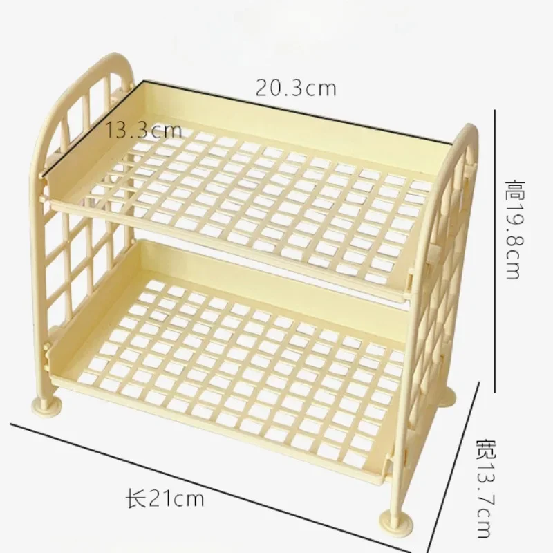 Desktop Storage Box Stationery Organizer Desktop Storage Shelf Stationery Storage Box 1Pc Cute Simple Macaron Color Hollow Plastic Mni Stationery Holder Kawaii Double Layer Desktop Cosmetic Storage Shelf for Girl desktop storage box stationery organizer desktop storage shelf stationery storage box
