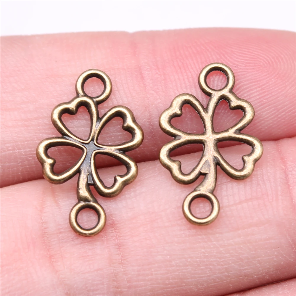 WYSIWYG 20pcs 20x12mm 3 Colors Clover Charms Connector Lucky Clover Charm Connector 4 Leaf Charm
