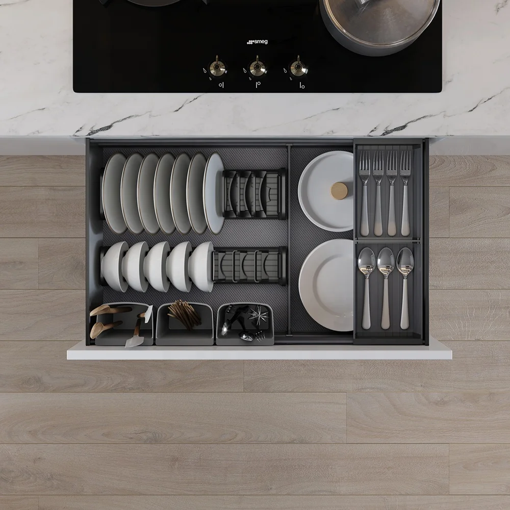 Goldmine New Tableware Drawers High-end Kitchen Cabinet Accessories Pull-out Organization Shelf WPC-750