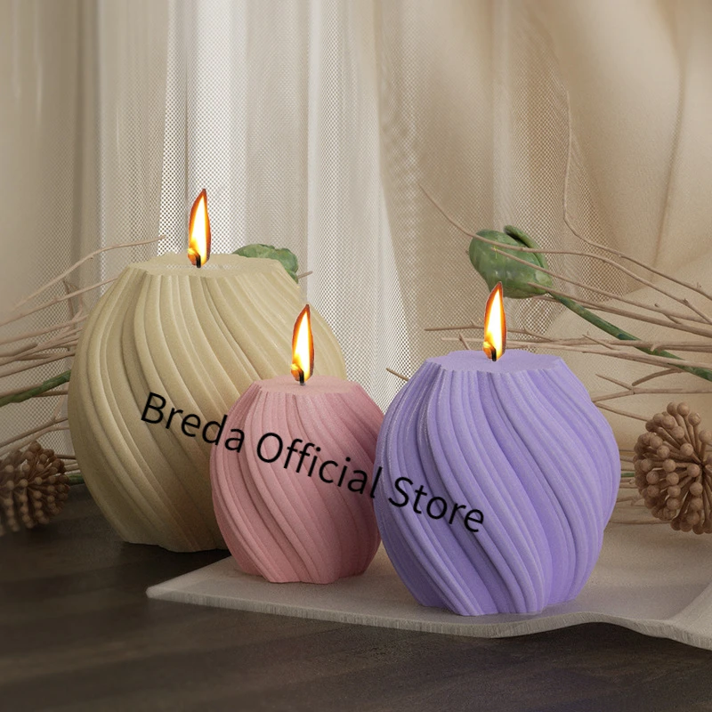 Geometric Wavy Column Silicone Candle Mold DIY Rotating Ball Column Soap Resin Plaster Mold Desk Decoration Artifact Making Kit