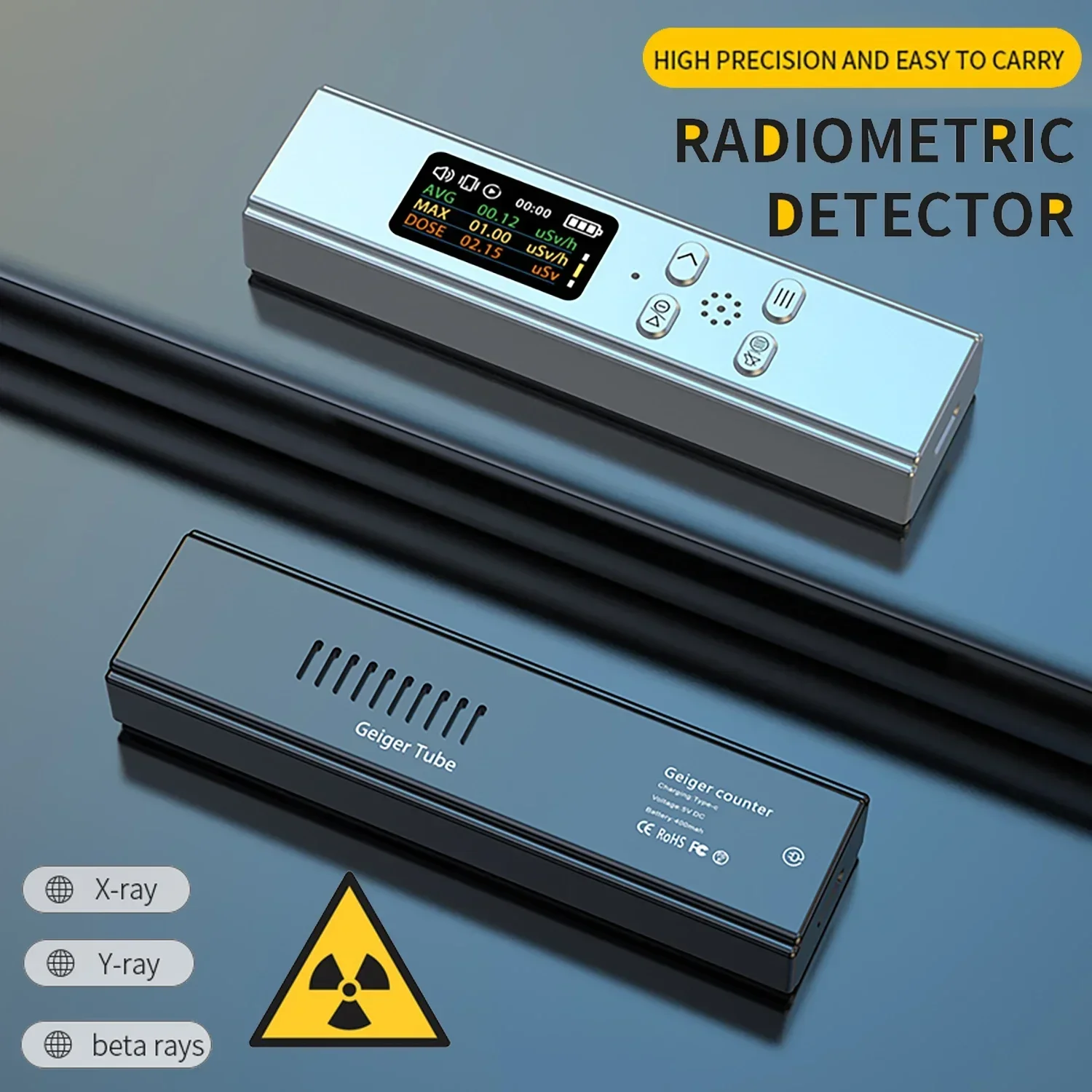 Nuclear Radiation Detector Geiger Counter High Accuracy Beta Gamma X-Ray Radiation Monitor, Professional Mini Radioactive Tester