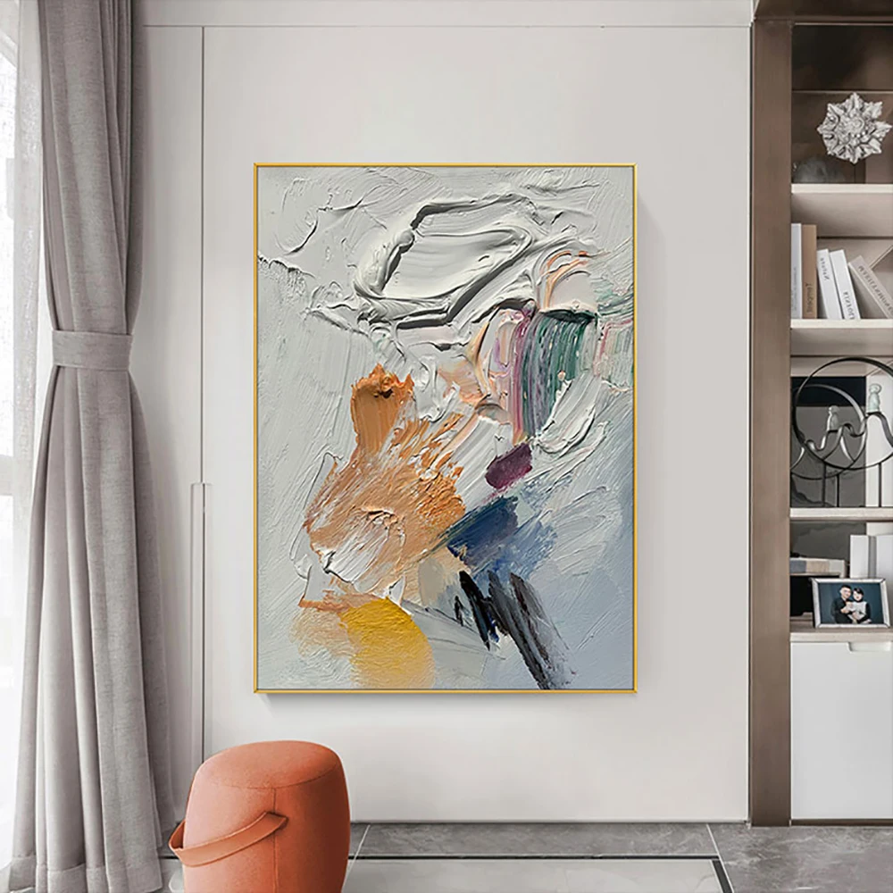 

Simple Textured Oil Painting White Abstract Paintings Handpainted Oil Painting On Canvas Large Modern Home Office Decoration Art