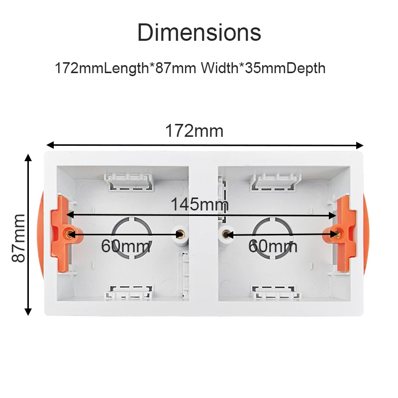 2 Gang Dry Lining Box For Gypsum Board Plasterboard Drywall 35mm Depth 172*86mm Wall Switch Box Wall Socket Cassette switch box,wall socket box