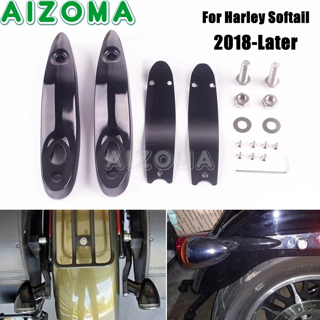 

Motorcycle Rear icense Plate Turn Signal Relocation Extension Bracket For Harley Softaiul Street Bob Slim Fat Boy Breakout 18-up
