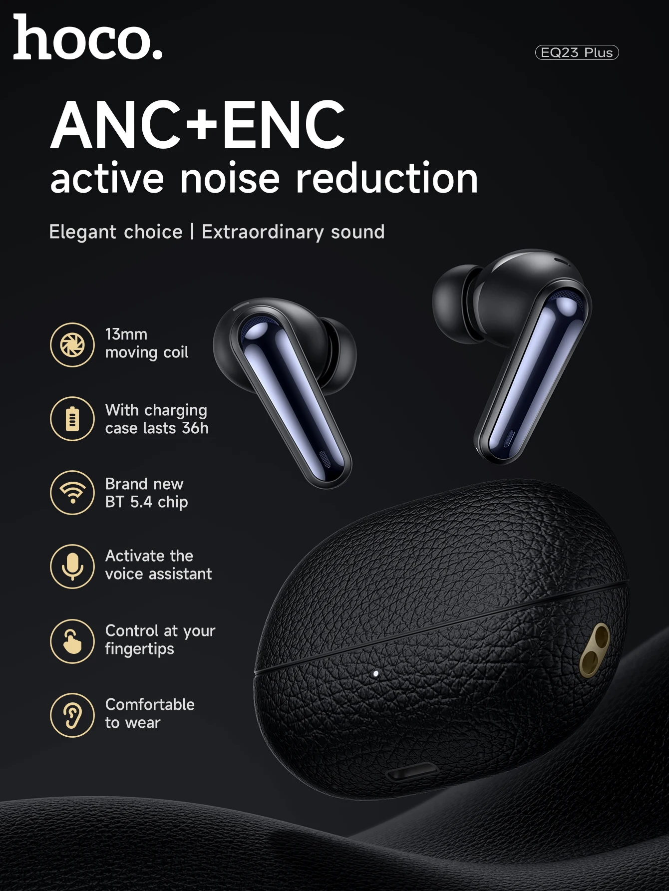 HOCO EQ23 Plus ANC+ENC TWS True Wireless Earphones description image