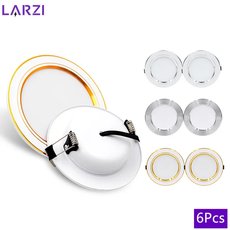 6pcs LED Downlight 110V 220V DC12V 24V 5W-18W Ceiling Light Recessed Round Panel Light Spotlight Indoor Lighting