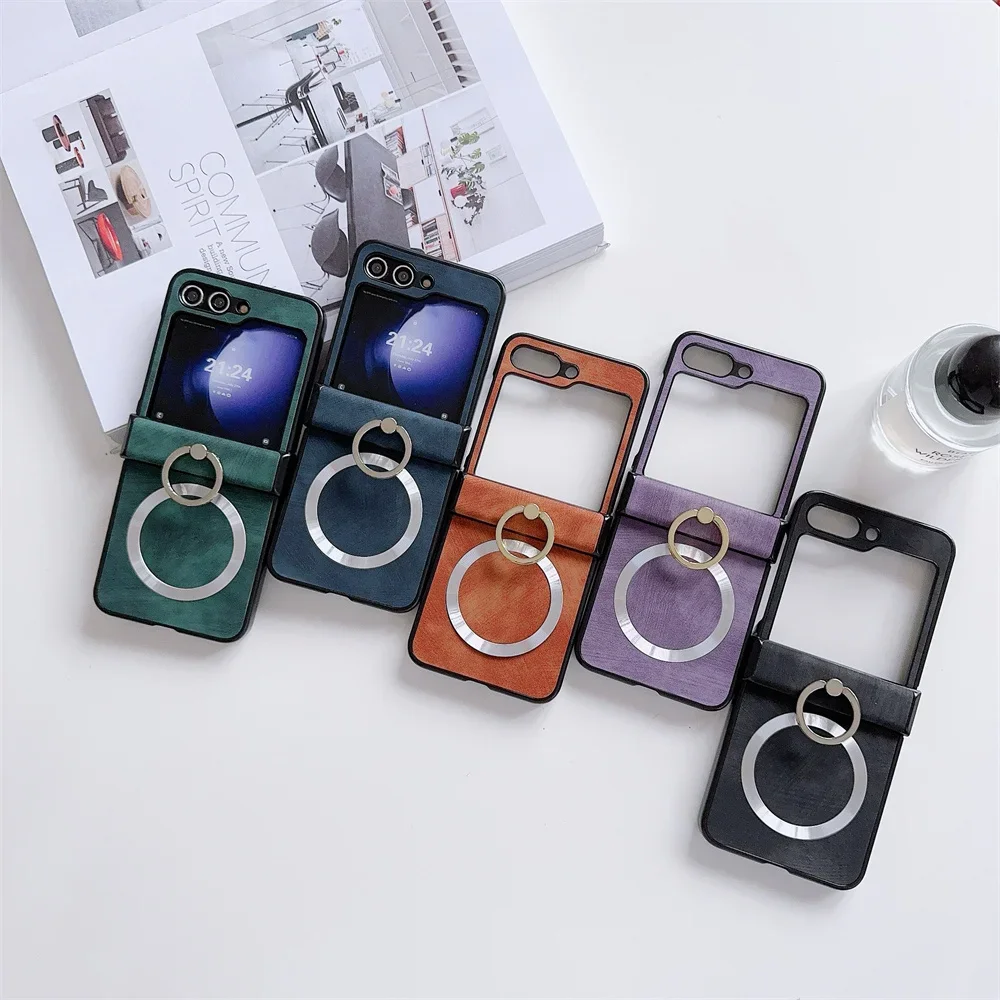 Ultra Thin Magnetic Ring Case with Finger Ring Clip for Samsung Galaxy Z Flip Series