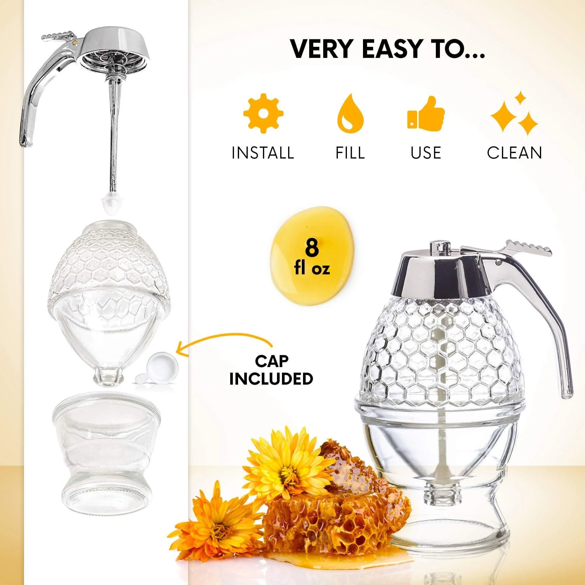 Squeeze Bottle Honey Jar Container Bee Drip Dispenser Kettle Storage Pot Stand Holder Juice Syrup Cup Home Kitchen Accessories