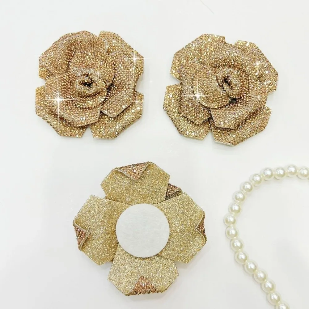 Sparkling 3D Rhinestone Rose Flower Embellishment