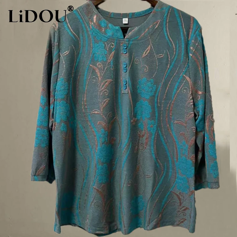 

Spring Autumn Embroidery Plus Size Elegant Fashion T-shirts Women Long Sleeve Chic All Match Lady Tops Oversized Female Clothes