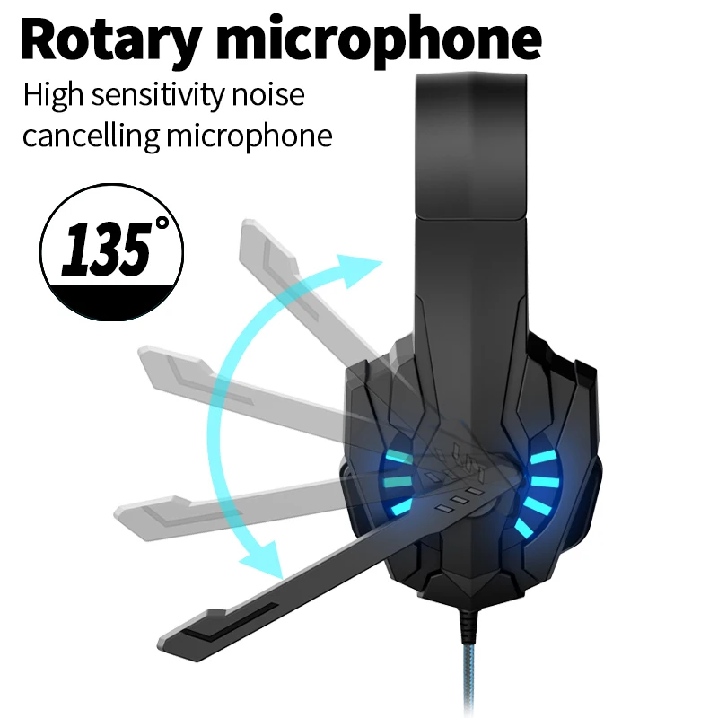 Wired Gaming Headphones With Mic Adjustable PC Bass Stereo Low latency Gamer Headset For PS4 PS5 Xbox Smartphone Laptop wired headphones gaming headphones wired headset