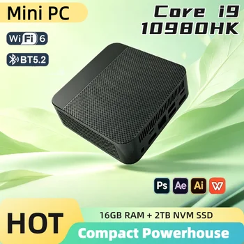 Intel Core i9 10980HK Silent Cooling Mini PC 16GB DDR4 M.2 NVMe SSD Triple 4K Output WiFi6 BT5.2 Office Home Desktop Pro Max 1