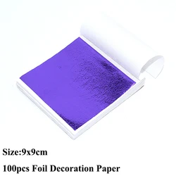 100pcs Multicolor Metallic Foil Sheets for DIY Art and Craft Projects (Purple)