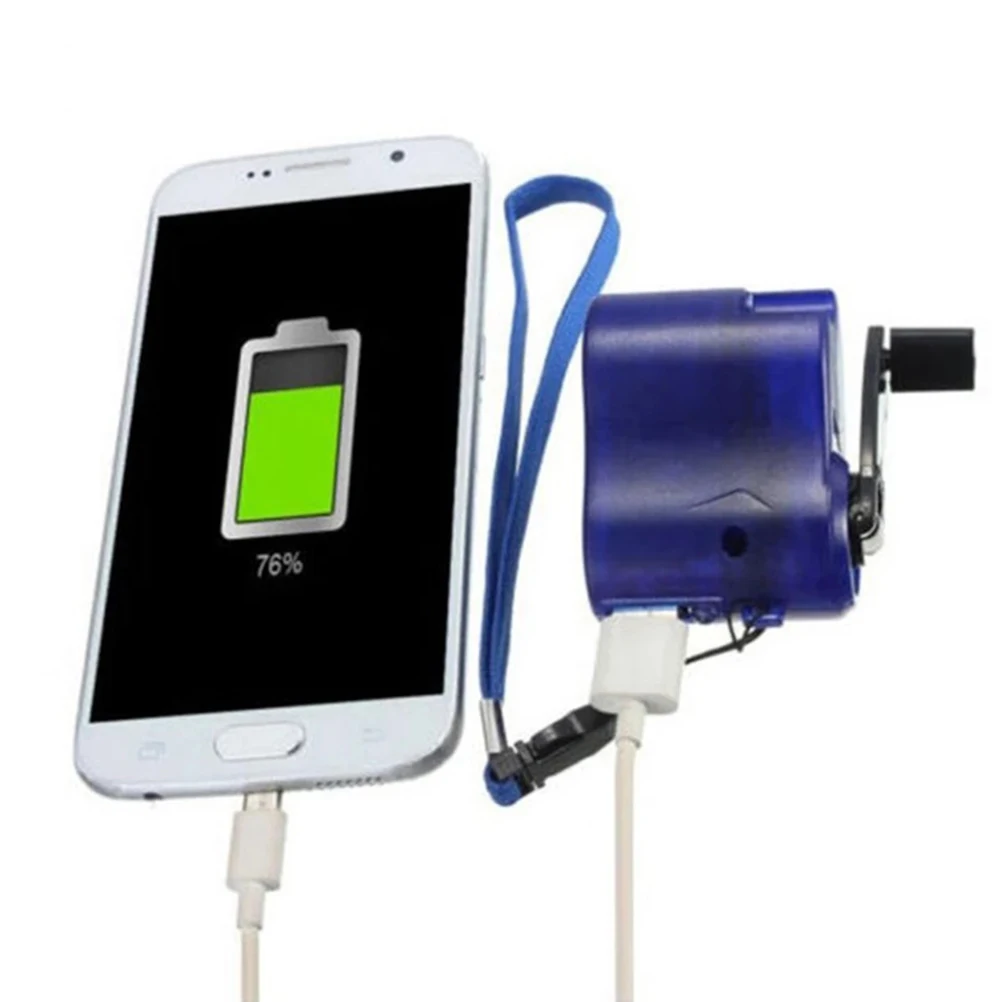 Manual Phone Power Supply LED Light Design Convenient Compact USB Hand Crank Phone Portable for Emergency