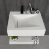 Modern Wall-Mount Rectangular Bathroom Sink Floating Vanity Shelf Set Stone Resin Vessel Sinks White Trough Drainage Smooth 4