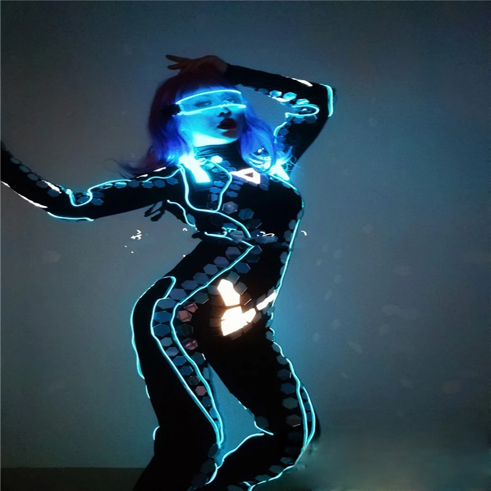 LED costume performance clothes black Party technology lens