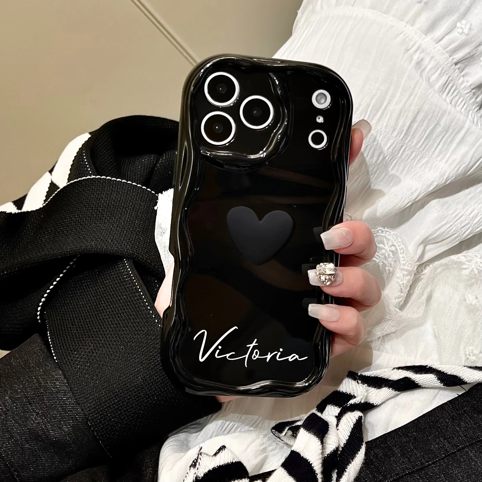 Personalized customize Name Letters 3D Stereo Cream Phone Case Compatible
