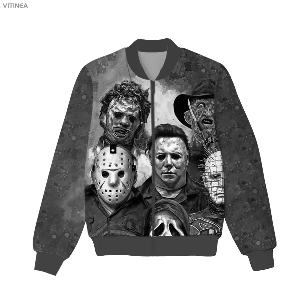 

New Fashion Graphic Spring Autumn Winter Hip Hop Casual Brand 3D Print Jason Voorhees Horror Thin Jacket Polyester V10