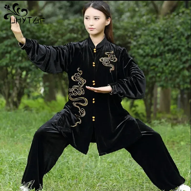 

2024New Men Women Chinese Traditional Embroidered Long Kung Fu Suits Tai Chi Martial Arts Costume Casual Sport Jacket Pants Sets