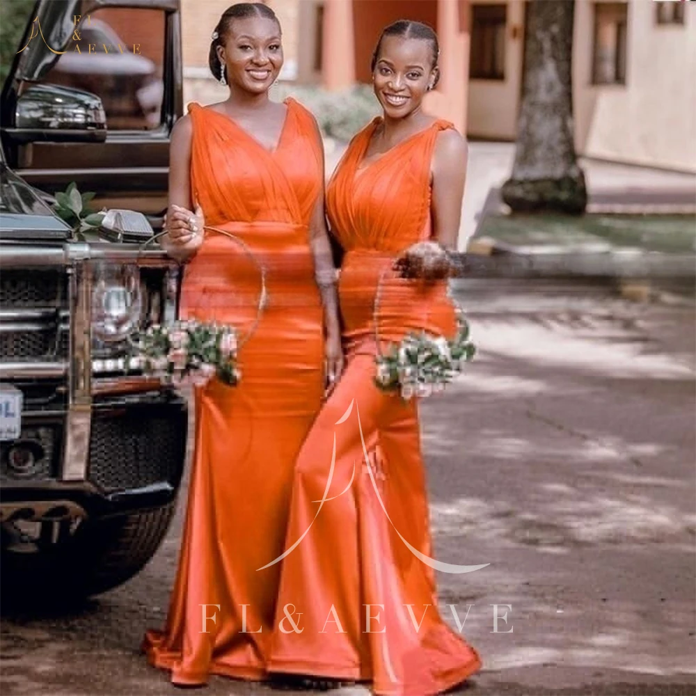 

Orange Satin Wedding Guest Woman Dress for Wedding Party Formal Regular Bridesmaid Robe Mermaid Bridesmaids Dresses Weddings