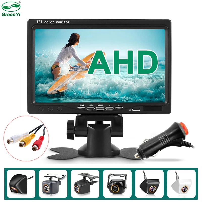 Ahd 1080P 7 Inch Ips Scherm Auto Video Monitor Camera Cctv Surveillance