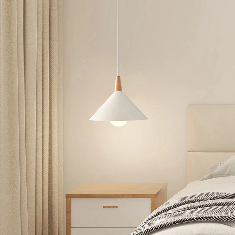 

Nordic pendant lamp minimalist wood art lamp dining room three head dining table bar creative room bedroom small pendants