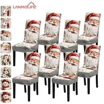 Christmas Dining Chair Covers – Santa Claus Cartoon (4/6 Pack) 1