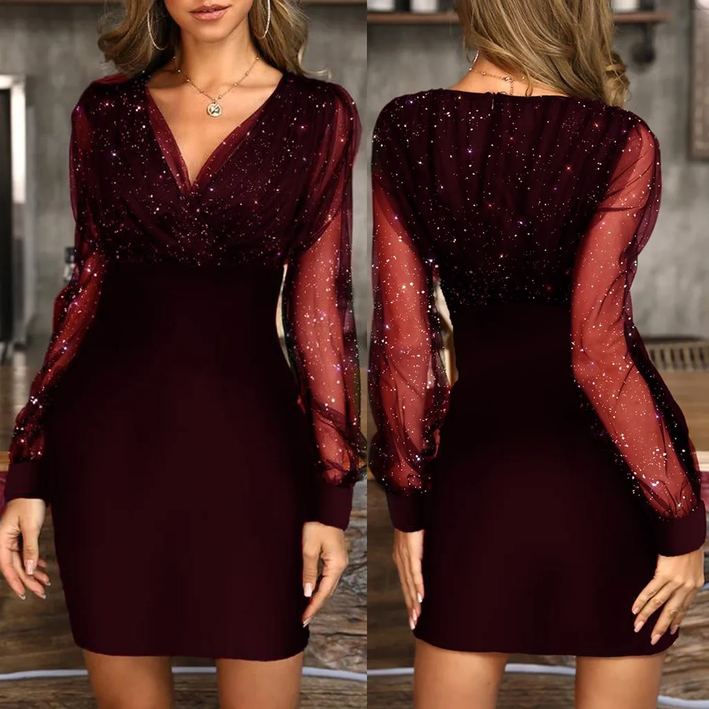 Vestidos casuais para mulheres verão sexy lantejoulas retro vestido de festa culb feminino 2019 wonen elegante das mulheres vestir-se luvas