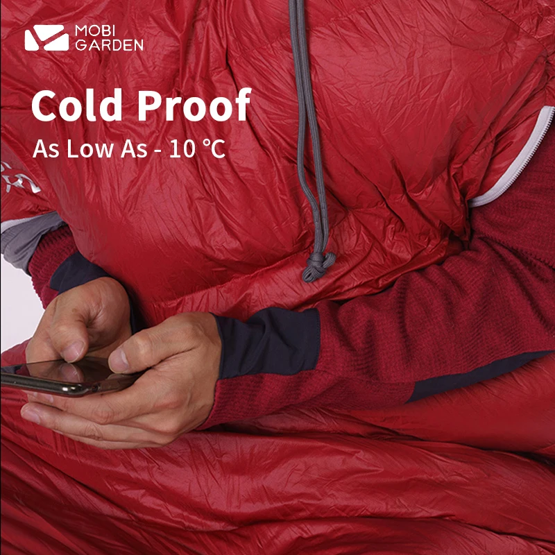 MOBI GARDEN LS Mummy Sleeping Bag Winter Warm 20D 10℃~-10℃ Thicken 700+FP 90% Goose Down Snow Outdoor Camping 20D Sleeping Bag