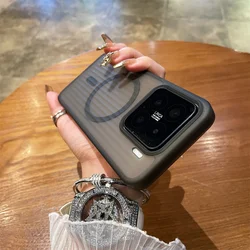 Shockproof Matte Corrugated Magnetic Case with Wireless Charging Compatibility for Xiaomi Mi 15 (Gray)