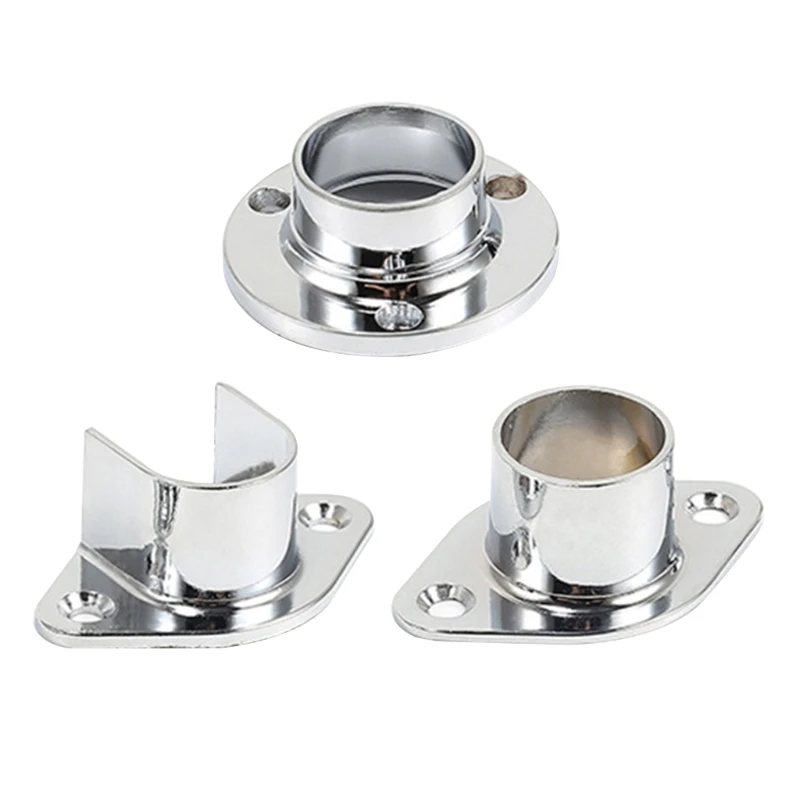 4pcs Curtain Polebrackets Closet Rail Support Bracket Rod Socket Flange Set Wardrobe Rod End Supports for Closet Shower