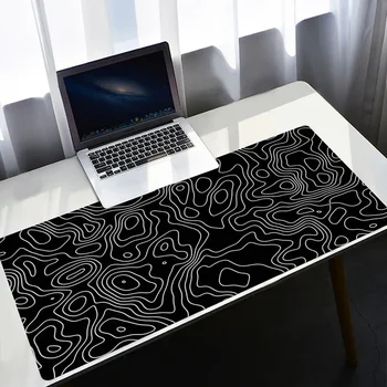 Topographic Black Gaming Desk Mat 1