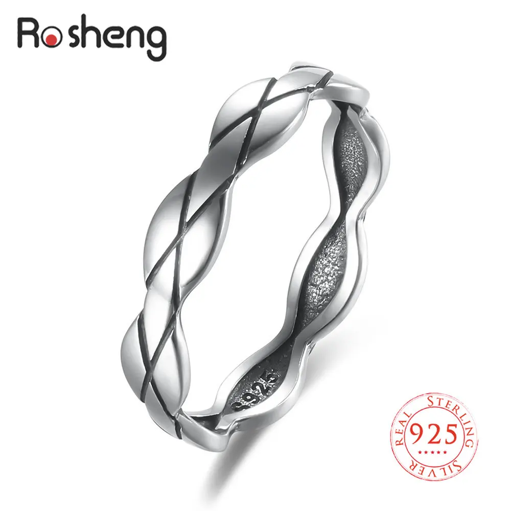 

Retro 925 Sterling Silver Thick Wave Finger Rings for Women Man Simple Style Punk Jewelry Party Engagement Gifts