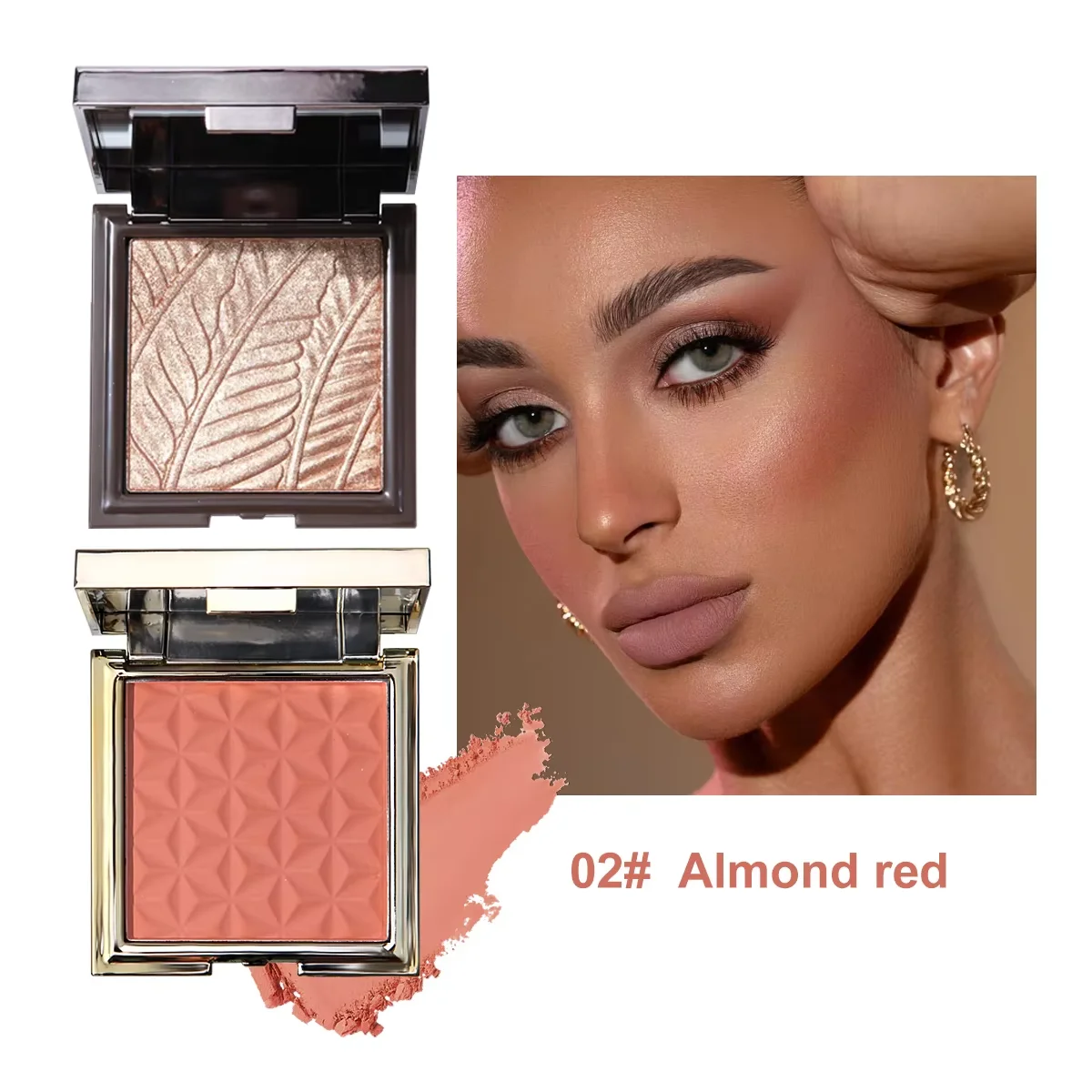 Antique bronze gold highlights powder blusher red disk persistent color rendering three-dimensional highlights