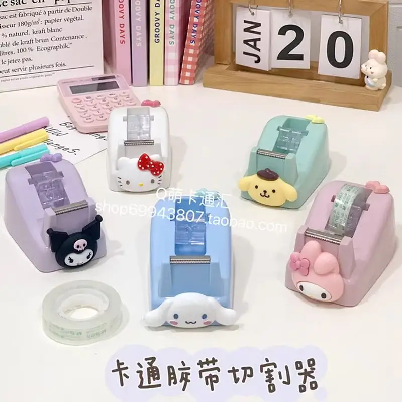 Hello Kitty Sanrio Kuromi Cinnamoroll Anime Kawaii Mini Tape Cutter Cute Cartoon Students Handmade Tools Non-slip Tape Dispenser