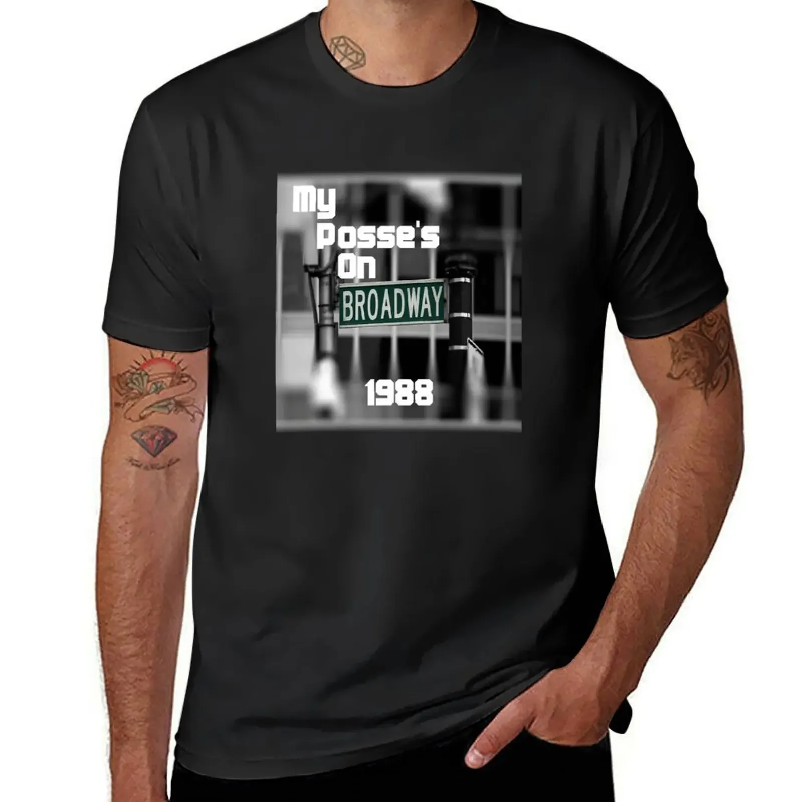 T-Shirt Da Strada Di Tendenza Di Broadway Taglie Forti Magliette Oversize Da Uomo Taglie Forti
