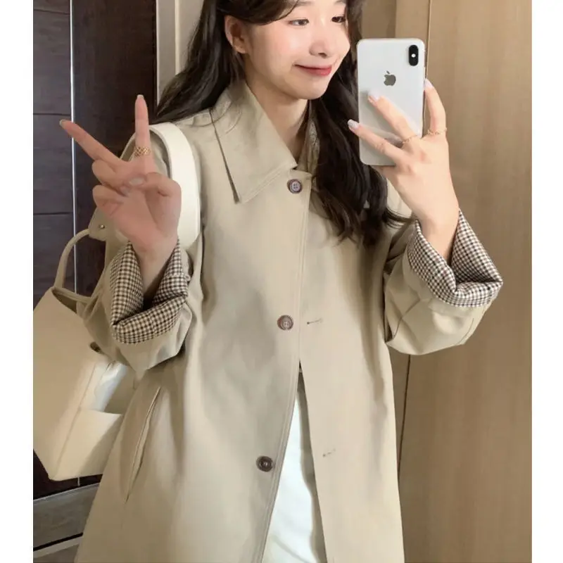 Turn-down Collar Trench Women New Korean Style Autumn Students Coats All-match Long Single Breasted Comfortable Chic Fashion