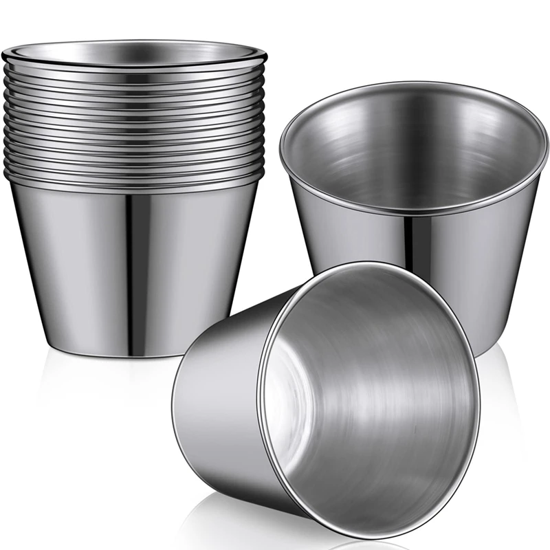 

48 Packs 1.5Oz/45Ml Condiment Sauce Cups Stainless Steel Dipping Sauce Cups Reusable Condiment Dishes