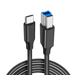 High - Speed USB 3.0 Type - C to B Data Cable for Laptops, Docking Stations, and Peripherals (Black)