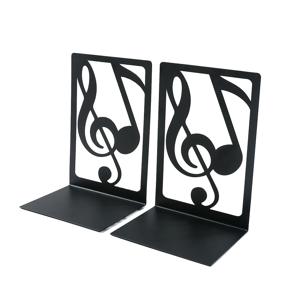 2Pcs Art Note Bookends, Literary Hollow Out Iron Bookends, Metal L-Shaped Bookends, Home Office Desktop Organiser Bookends 3