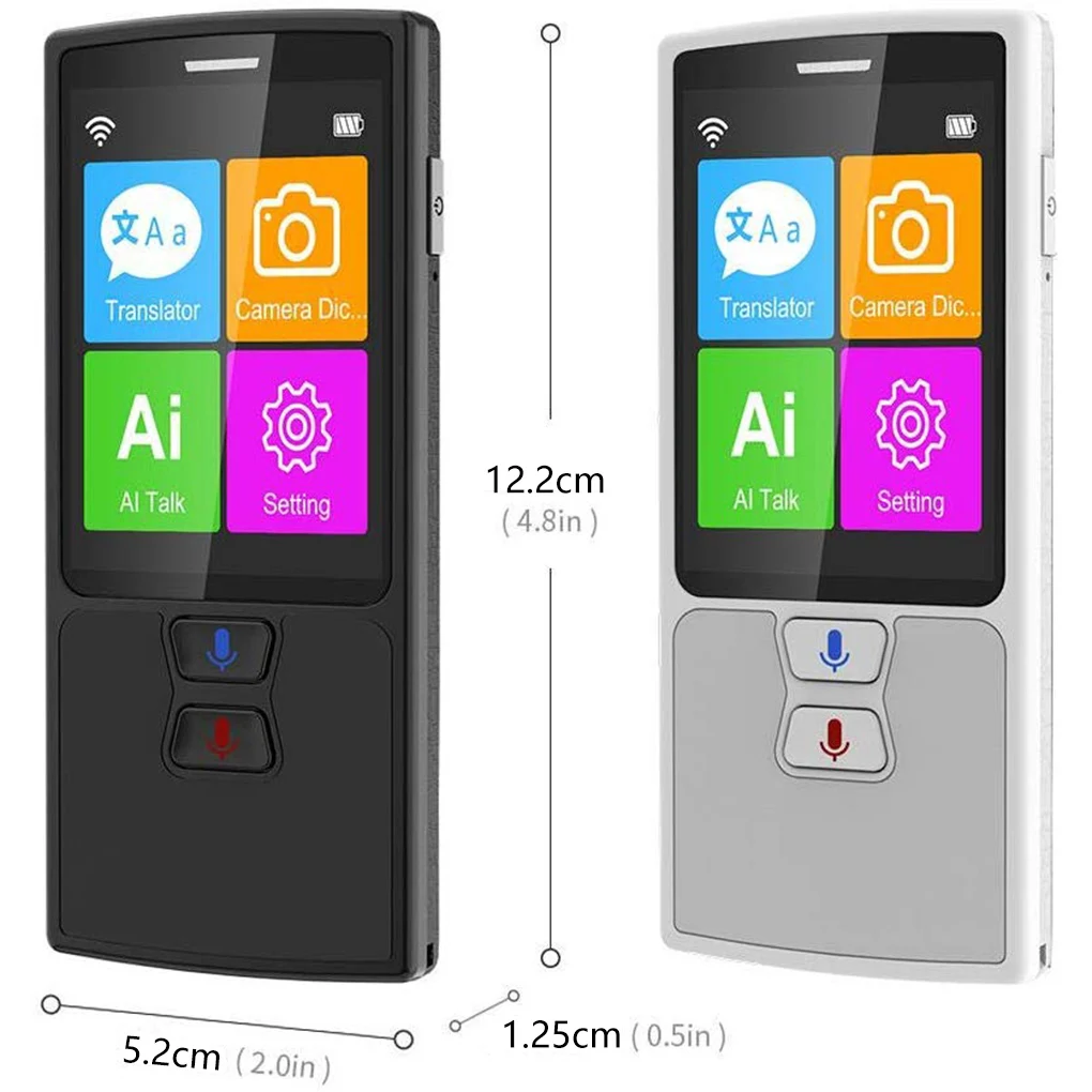 WiFi Translator Portable 2.4-inch TFT Rechargeable Travelling Business Meeting Interpreter Translating Device White