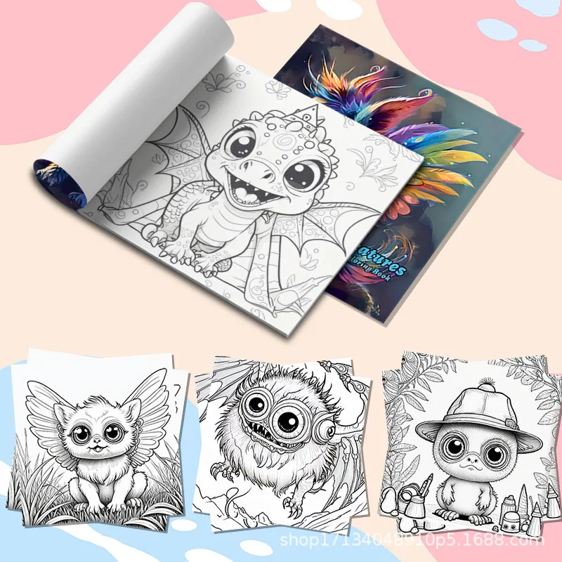 A Bold and Simple Decompression Creative Cute Fantasy Creature Coloring Book Featuring Cartoon Cute Creatures 2