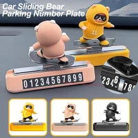 car dashboard decor Dashboard Car Decorations Skateboard Bear Magnetic Parking Number Plate 1
