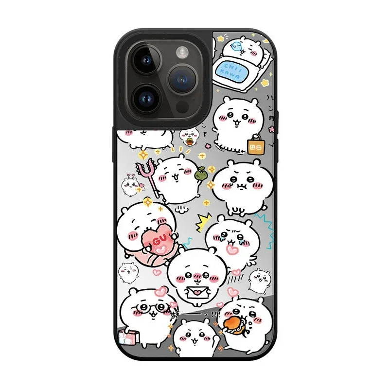 

Hot Cute Cartoon Border Mirror Surface MagSafe iPhone 11 12 13 15 14 Pro Max Protective Case, Fits iPhone 15 Pro Max