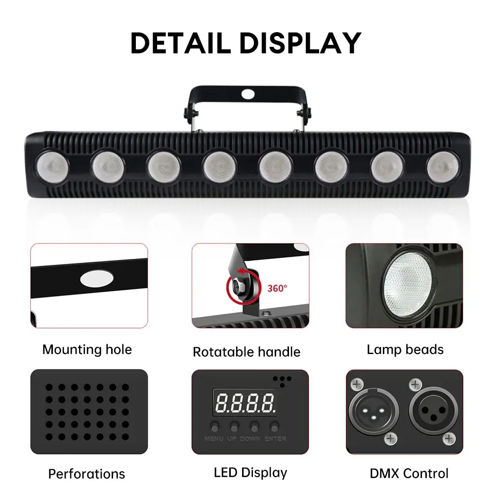 45W 8 LED Wall Wash Lamp Colorful Remote Control Party Disco Projection Lamp AC 90-240V Stage Light for Bar Holiday Banquet