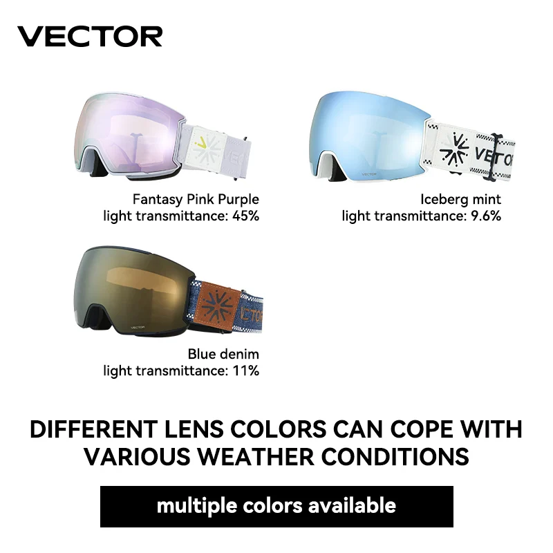 VECTOR Ski Goggles Men Snowboard Glasses Women Winter Outdoor Snow Sunglasses UV400 Double Layers Lens Anti-Fog Skiing Goggles 4